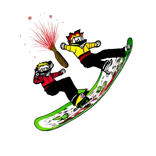 Patrick and Spongebob snowboarding tattoo design idea