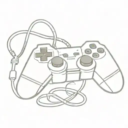 A minimalist tattoo of a gaming controller intertwined with gym equipment to represent the balance between gaming and fitness tattoo design idea