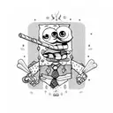 Spongebob smoking weed tattoo design idea