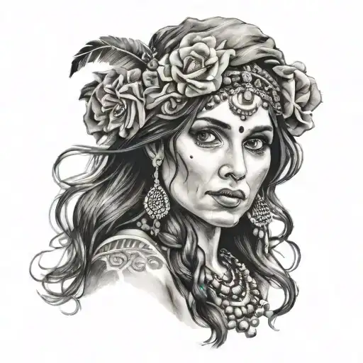 gypsy girl tattoo design idea