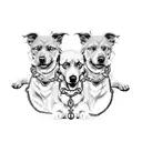 Cerberus three headed dog with chains and Greek structures  tattoo design idea