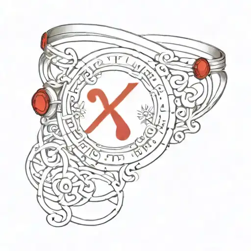 Bracelet with may 28 2018 in roman numerals in red and small  tattoo design idea