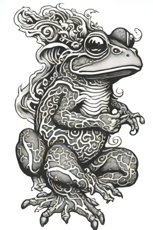 japanese frog smoking tattoo design idea