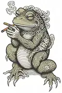 japanese frog smoking tattoo design idea