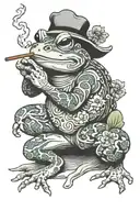 japanese frog smoking tattoo design idea