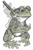 japanese frog smoking tattoo design idea