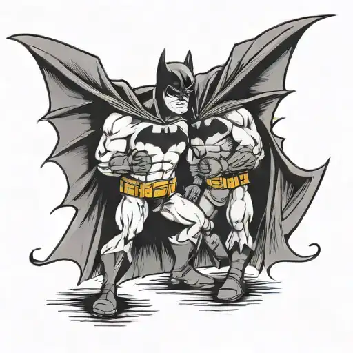Batman and grumpy hanging out tattoo design idea