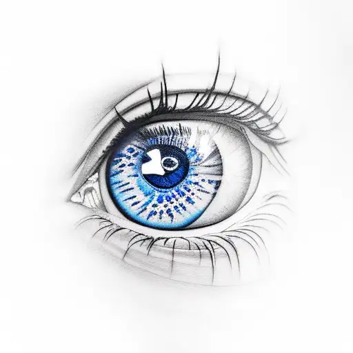 blue eye painted with a pen  tattoo design idea