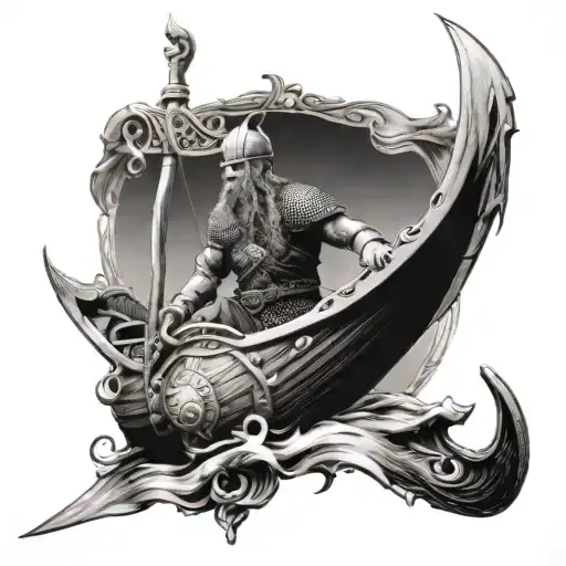 viking warrior viking ship tattoo design idea