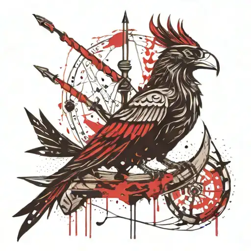 viking warrior viking ship raven sitting bear holding tattoo design idea