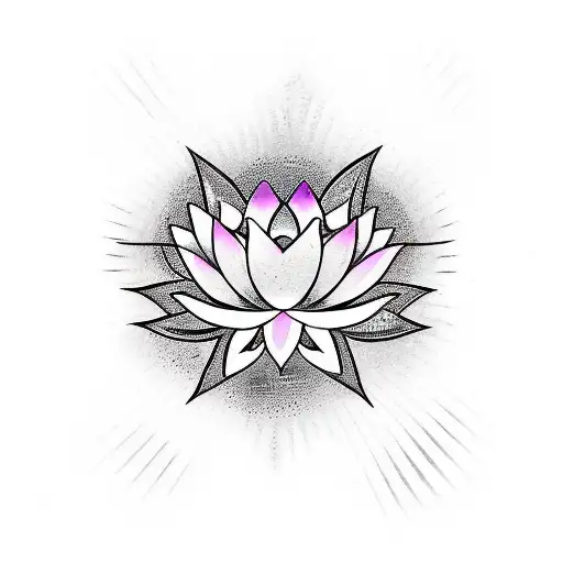 A traditional Japanese-inspired lotus design, with bold black linework and purple shading, representing rebirth and enlightenment tattoo design idea
