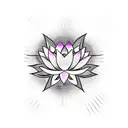 A traditional Japanese-inspired lotus design, with bold black linework and purple shading, representing rebirth and enlightenment tattoo design idea