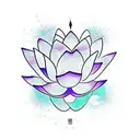 A traditional Japanese-inspired lotus design, with bold black linework and purple shading, representing rebirth and enlightenment tattoo design idea