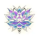 A traditional Japanese-inspired lotus design, with bold black linework and purple shading, representing rebirth and enlightenment tattoo design idea