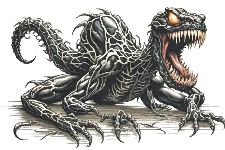 Venom crawling tattoo design idea