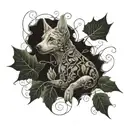 Creating a tattoo design inspired by ivy wrapping around main elements like dog heads and paws, with twisting vines tattoo design idea