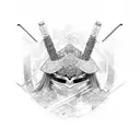 katana with ronin hat tattoo design idea