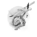 katana with ronin hat tattoo design idea