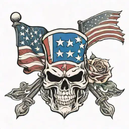 american flag and tennessee flag tattered crusader looking tattoo design idea
