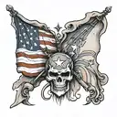 american flag and tennessee flag tattered crusader looking tattoo design idea