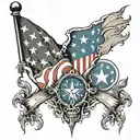 american flag and tennessee flag tattered crusader looking tattoo design idea