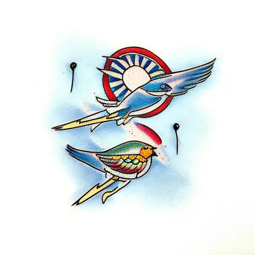 two birds tattoo design idea