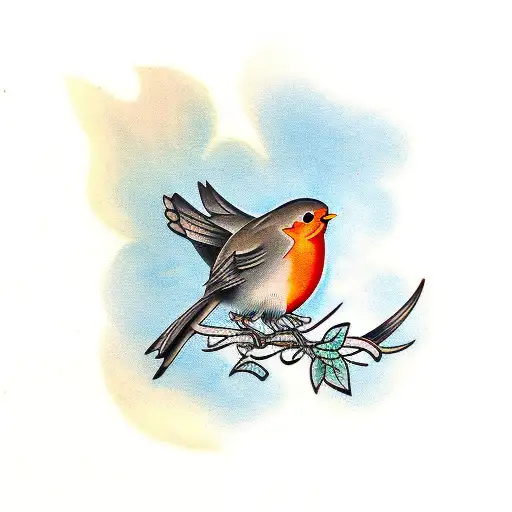 two robins tattoo design idea