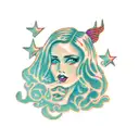 Long haired lady nude tattoo design idea