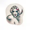 Long haired lady nude tattoo design idea