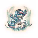 Long haired lady nude tattoo design idea