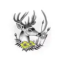 deer with flowers tattoo design idea