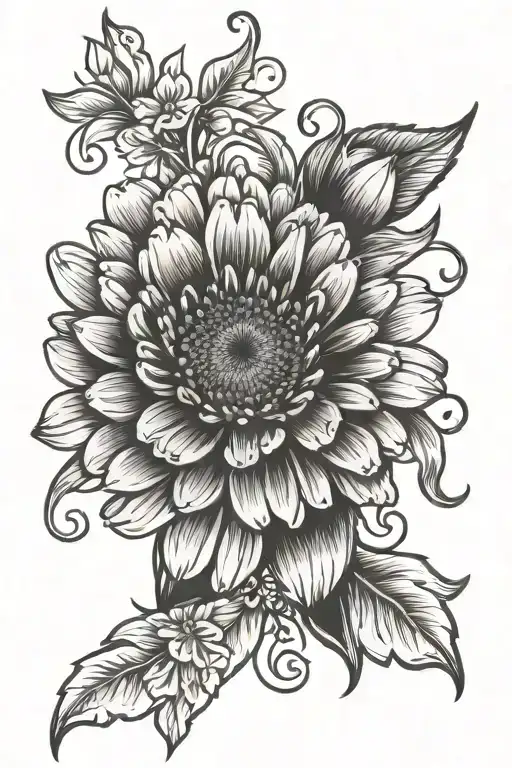 gerber daisy flower with bow tattoo design idea