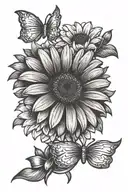 gerber daisy flower with bow tattoo design idea