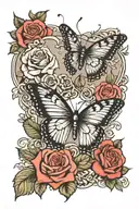 butterflies and roses with    with words that say, let your Faith be bigger than your fears   tattoo design idea