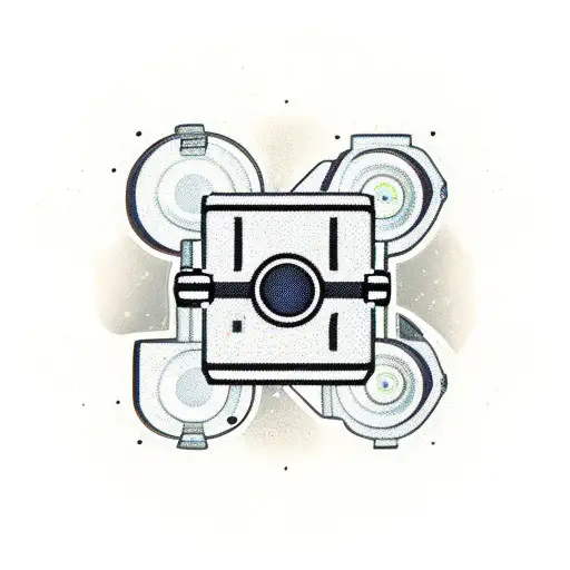 camera with the letters R, N and X tattoo design idea