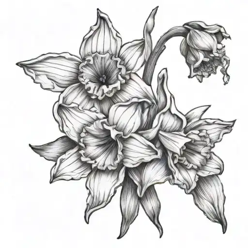 daffodil violet and gladioli tattoo design idea