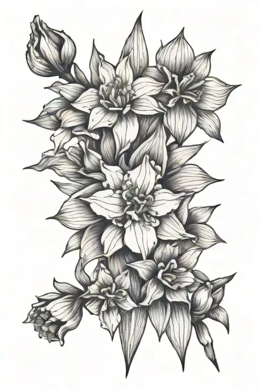 daffodil violet and gladioli tattoo design idea
