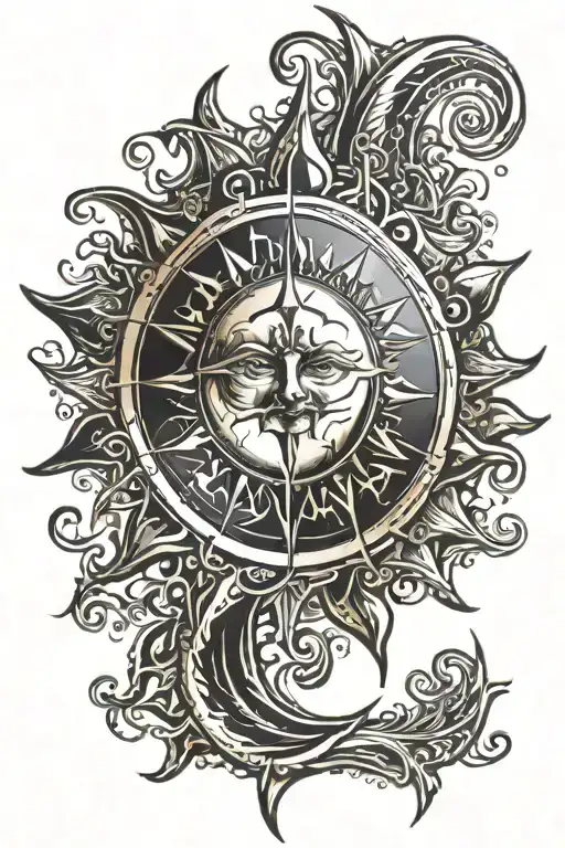 sun tattoo with coordinates 45.1906 N 85.1531 W  tattoo design idea