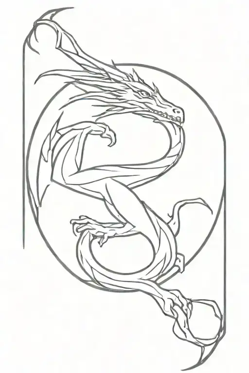 dragon wrapped arms around herself inside surrounded tattoo design idea