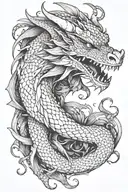dragon wrapped arms around herself inside surrounded tattoo design idea