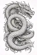 dragon wrapped arms around herself inside surrounded tattoo design idea