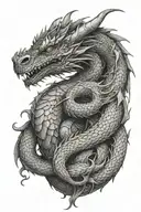 dragon wrapped arms around herself inside tattoo design idea