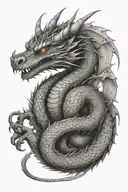 dragon wrapped arms around herself inside tattoo design idea