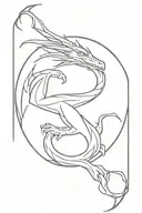 dragon wrapped arms around herself inside surrounded tattoo design idea