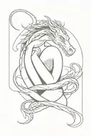 dragon wrapped arms around herself inside surrounded tattoo design idea