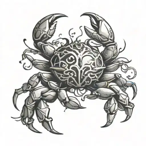 zodiac crab, intertwine into tree of life  tattoo design idea