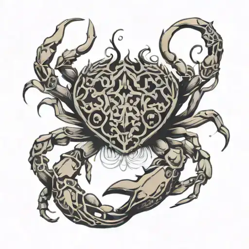 zodiac crab, embedded into tree of life intertwined tattoo design idea