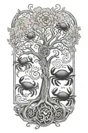 tree of life with zodiac cancer crab tattoo design idea
