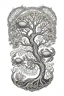 tree of life with zodiac cancer crab tattoo design idea