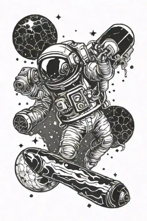 space barista tattoo design idea